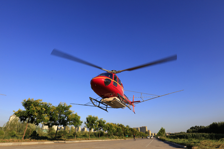 Agricultural helicopter takeoffのeditorial素材