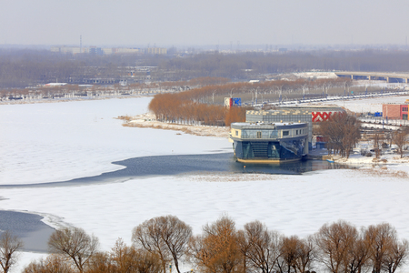 urban architectural landscape in the snow, chinaのeditorial素材