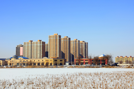 City snow scenery in northern Chinaのeditorial素材