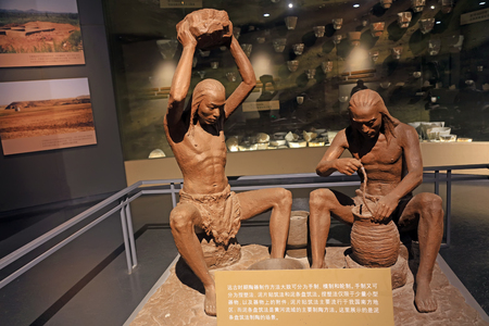 Primitive man made pottery sceneのeditorial素材