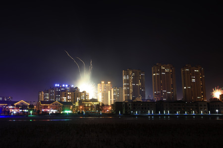 Night scenery of waterfront citiesのeditorial素材