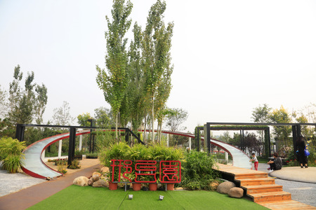 Chinese classical architecture is in a parkのeditorial素材