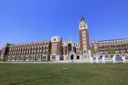 Tangshan - April 22, 2017: Campus Scenery of Tangshan Polytechnic College, Tangshan City, Hebei Province, Chinaのeditorial素材
