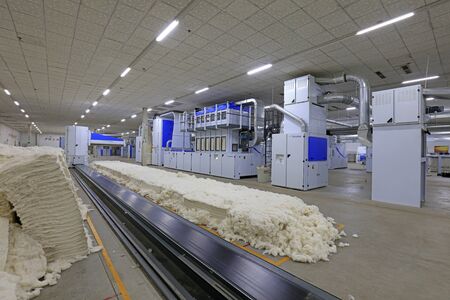 Mechanical equipment in the spinning workshopのeditorial素材