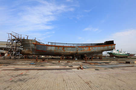 Luannan County - August 19, 2017: Scenery of Fangzhou Group Shipyard, Luannan County, Hebei...