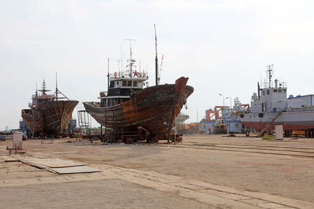 Luannan County - August 19, 2017: Scenery of Fangzhou Group Shipyard, Luannan County, Hebei...