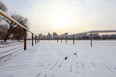 urban architectural landscape in the snow, chinaのeditorial素材