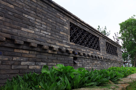 Chinese Antique Architecture and Lawnの写真素材