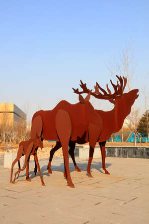 Deer shaped sculptureの写真素材