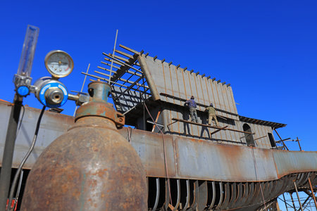 Steel vessels under constructionの写真素材