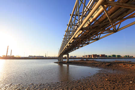 Oil pipelines on bridgesの写真素材