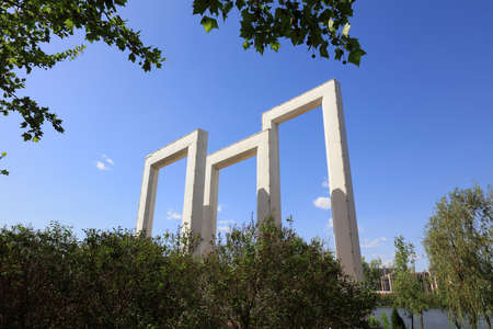 City sculptures in parks, Luannan County, Hebei Province, Chinaの写真素材