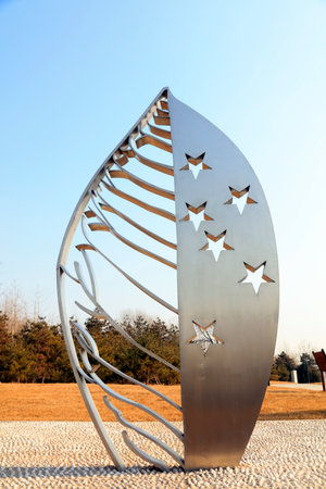 Stainless steel sculpture of sail sculptureのeditorial素材