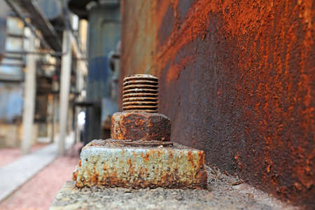 Metal fasteners with oxidized rustの写真素材