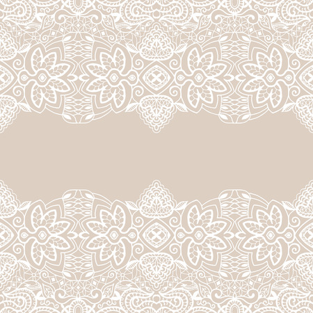 Wedding invitation or greeting card design with lace pattern, ornamental vector illustration.のイラスト素材
