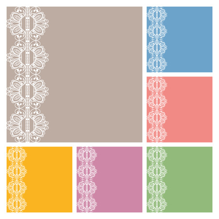 Wedding invitation or greeting cards collection design with lace pattern, ornamental vector illustration.のイラスト素材