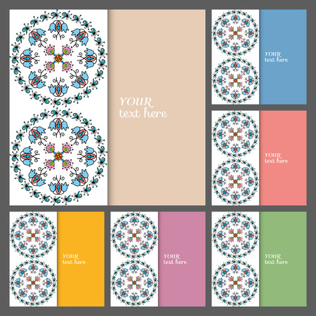Wedding invitation or greeting cards collection design with floral pattern, ornamental vector illustration.のイラスト素材