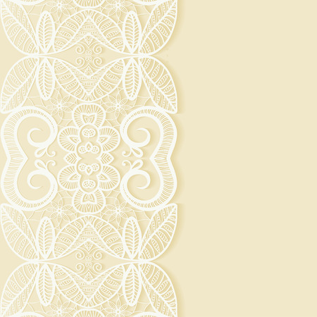 Wedding invitation or greeting card design with lace pattern, ornamental vector illustration.のイラスト素材