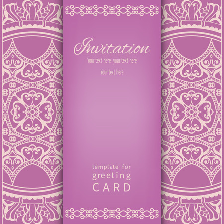 Lace Invitation Card, floral and geometric background.のイラスト素材