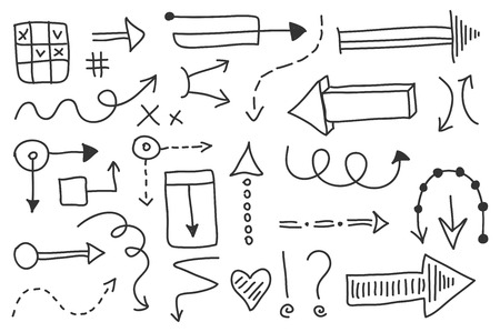 Vector doodle arrow set. Isolated symbols, design elementsのイラスト素材