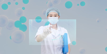 Medical staff using Internet medical careの写真素材