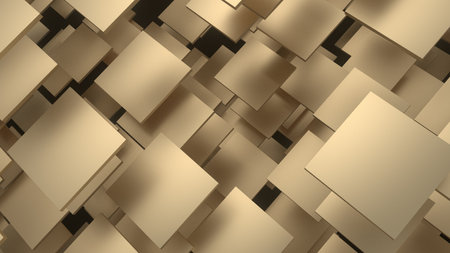 3d rendering golden geometric backgroundの写真素材