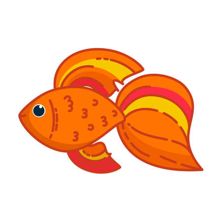 Goldfish isolated in white background. Colorful yellow and orange tropical fish. Vector illustration in cartoon styleのイラスト素材