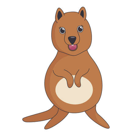 Quokka, a smiling small animal amusing people by its cut look. Vector in cartoon styleのイラスト素材