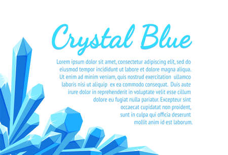 Ice crystal corner with text. Banner or leaflet design with blue crystals. Vector illustration in cartoon styleのイラスト素材