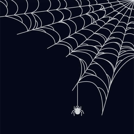 Spider web background for Halloween. Halloween cobweb corner. Outline vector illustrationのイラスト素材