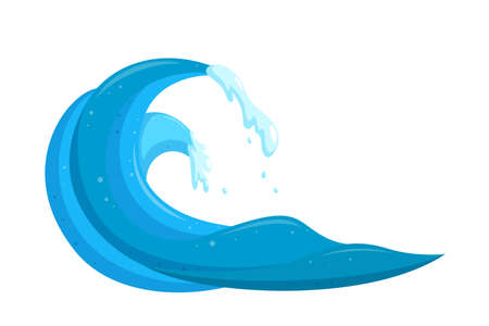 Big tsunami tide. Tsunami storm wave illustration. Cartoon vector illustration isolated on white backgroundのイラスト素材