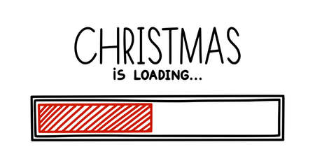 Christmas 2022 progress loading bar. Infographics design element with red status of completion. Hand...