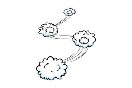 Comic speed effect with clouds. Comic clouds with motion trail lines. Vector illustration isolated in white backgroundのイラスト素材
