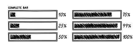 Loading bar with percentage. Infographics design element with status of completion. Hand drawn...