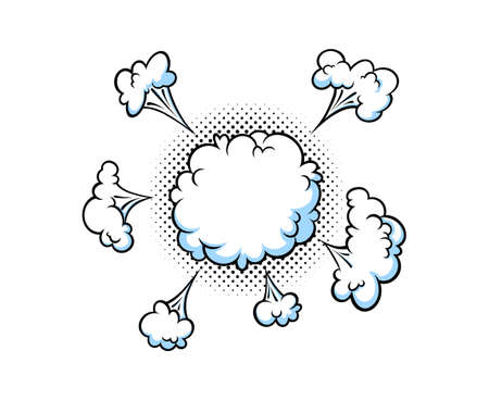 Surprising boom clouds for sales and promotions. Puff and pow smoke shapes for surprises and bursting events. Vector illustration isolated in white backgroundのイラスト素材