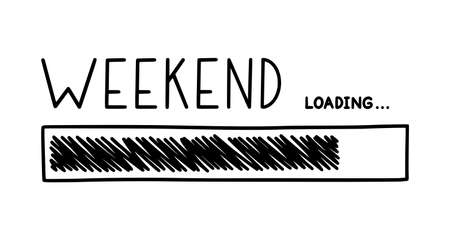 Weekend loading bar. Infographics design element with status of week completion. Hand drawn vector illustrationのイラスト素材