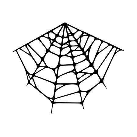 Spider web set isolated on white background. Scary Halloween cobweb. Handrawn vector illustrationのイラスト素材