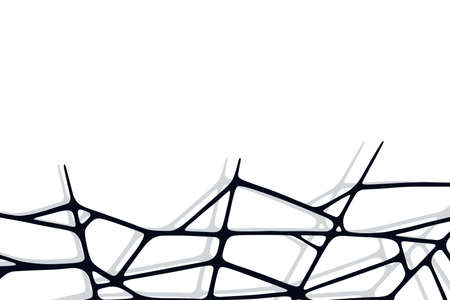 Spider web on white background. Spooky Halloween cobweb. Handrawn vector illustrationのイラスト素材