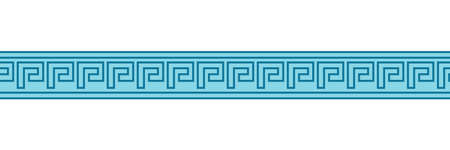 Seamless meander patterns. Greek meandros, fret or key. Blue ornament for Acient Greece style borders. Vector illustrationのイラスト素材