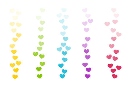 Likes flying up for stories and live streams. Rainbow like icons for social media ui. Vector illlustration isolated in white backgroundのイラスト素材