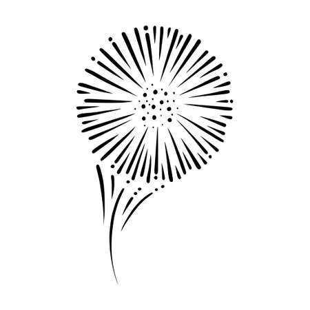 Doodle sparkling firework. Shiny foreworks for parties and celebrations. Vector illustration isolated in white backgroundのイラスト素材