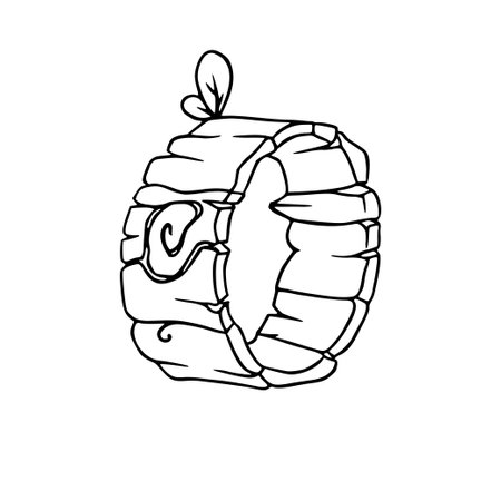 Wooden ring for games. Sketch of ring made of stick. Vector illustration isolated in white backgroundのイラスト素材