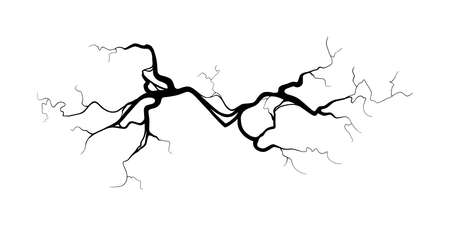 Crack on concrete or ground due to aging or drought. Fissure isolated in white background. Monochrome vector illustrationのイラスト素材