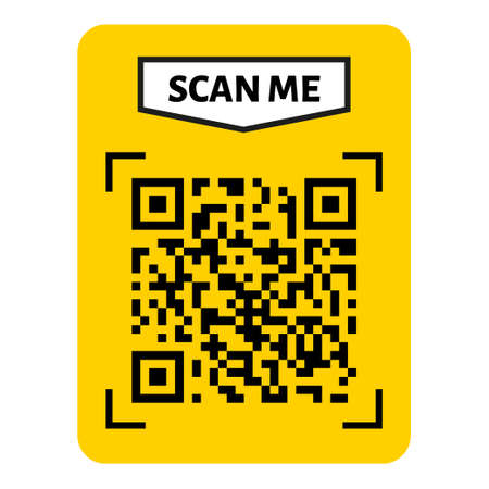 Scan me QR code design. QR code for payment, text transfer with scan me button. Vector illustration...