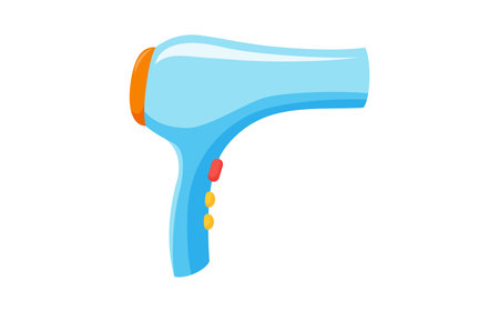 Hair dryer for different hair styles. Hair sallon blowdrier for professional stylists. Vector illustration in cartoon styleのイラスト素材