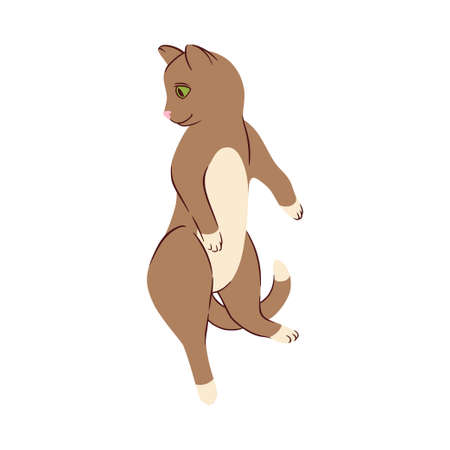 Lying grey cat in doodle style. Colored playful cat. Cute vector illustration isolated in white backgroundのイラスト素材