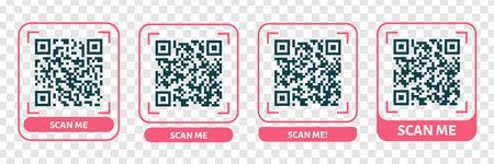 Scan me QR code design. QR code for payment, text transfer with scan me button. Vector illustration...