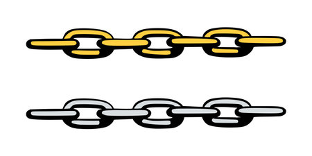 Chain as symbol of unity and cooperation. Sketch of metal chains. Vector illustration isolated in white backgroundのイラスト素材