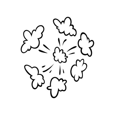Comic boom effect clouds. Set of explosion bubbles and smoke. Vector illustration isolated on white backgroundのイラスト素材