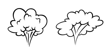Comic boom effect clouds. Set of explosion bubbles and smoke. Vector illustration isolated on white backgroundのイラスト素材